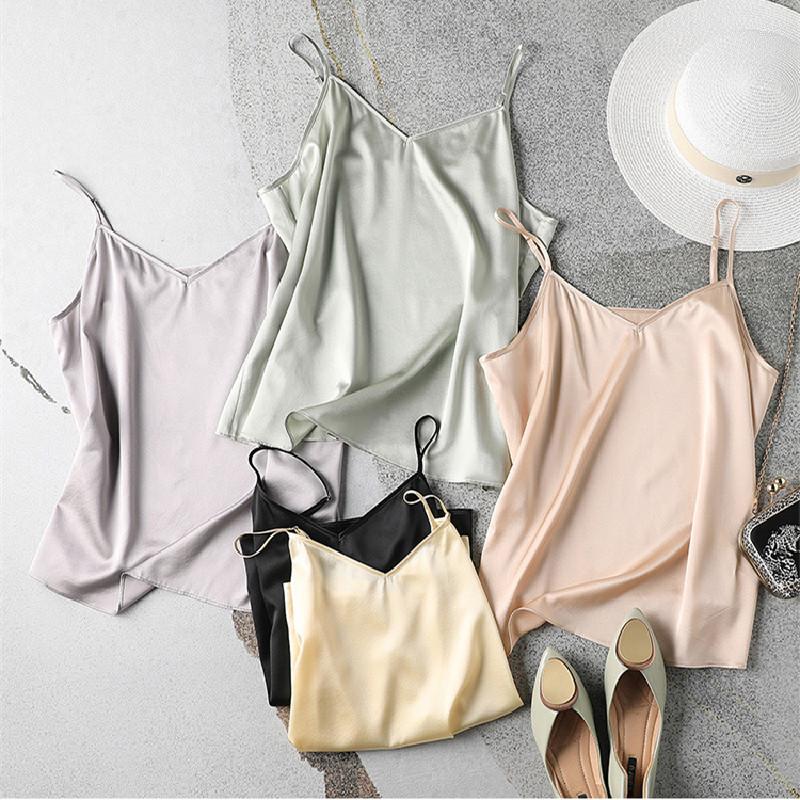 Camisoles & Tanks Pure Silk Satin Women Spaghegtti Camisole V Neck Ajustable Strap Female Summer Sleepwears Basic Thin Tank Tops Soft, Pack 1
Camisoles & Tanks Pure Silk Satin Women Spaghegtti Camisole V Neck Ajustable Strap Female Summer Sleepwears Basic Thin Tank Tops Soft, Pack 1