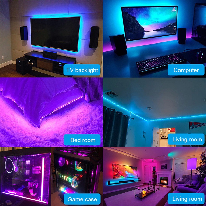 1-30M LED Strip Light USB Bluetooth 5050/2835 RGB Lights SMD DC5V Flexible LEDs Lamp Tape Ribbon TV Desktop Screen BackLight Diode D2.5