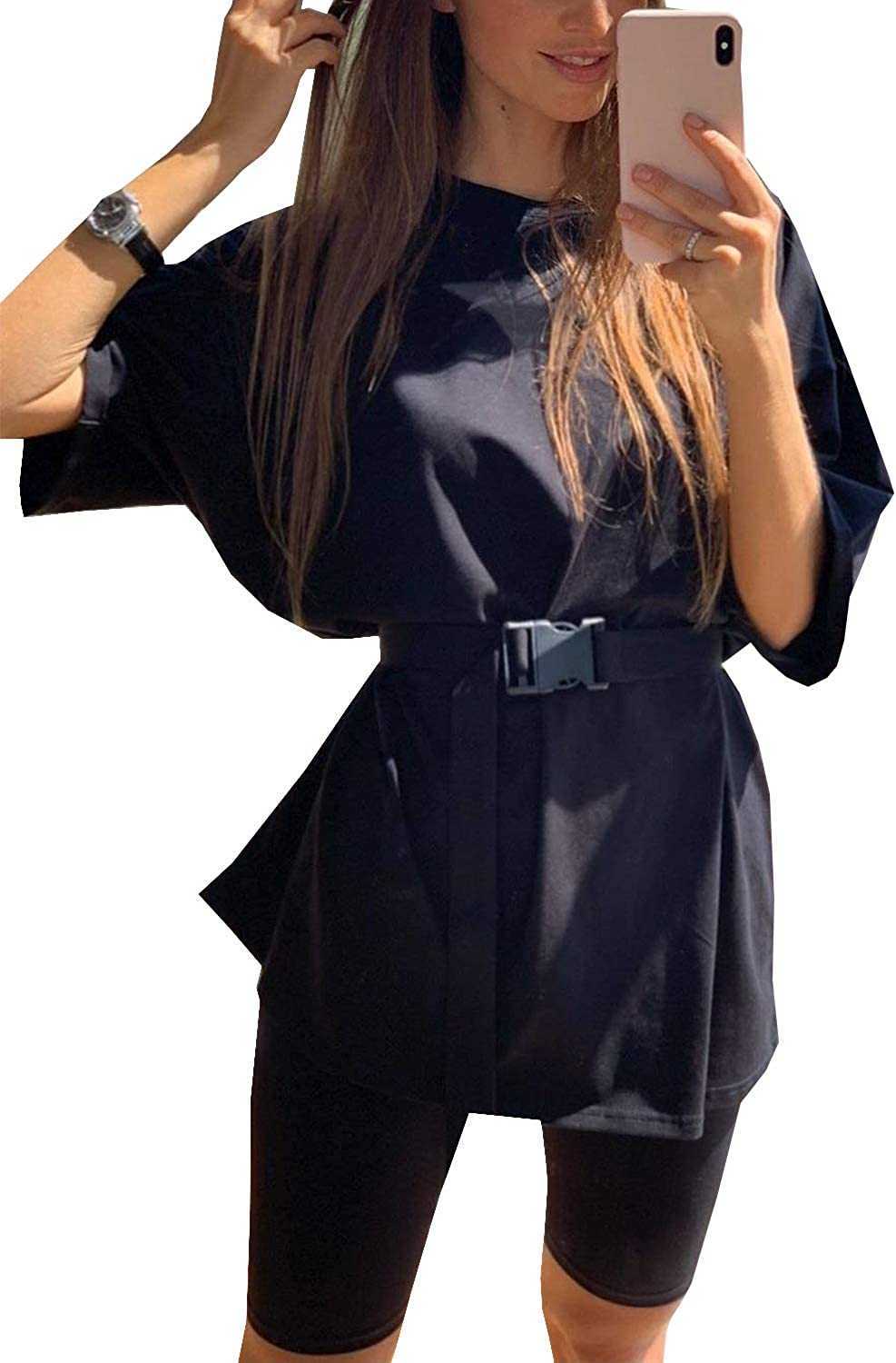 Women' tracksuits 2 piece outfit sets casual oversized t-shirt tops biker shorts workout sports tracksuits GD50Z12A, Black-printed
Women' tracksuits 2 piece outfit sets casual oversized t-shirt tops biker shorts workout sports tracksuits GD50Z12A, Black-printed