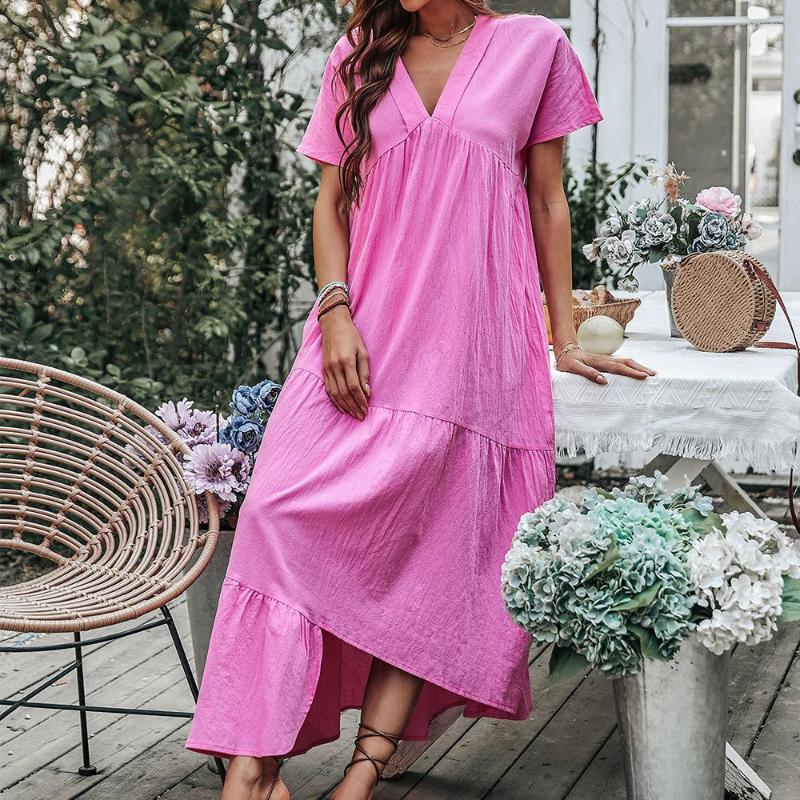 Casual Dresses Women Short Sleeve Loose Dress Solid Color V-Neck Irregular Hem Elegant Summer Beach Party Holiday Streetwear S-XL, Blue
Casual Dresses Women Short Sleeve Loose Dress Solid Color V-Neck Irregular Hem Elegant Summer Beach Party Holiday Streetwear S-XL, Blue