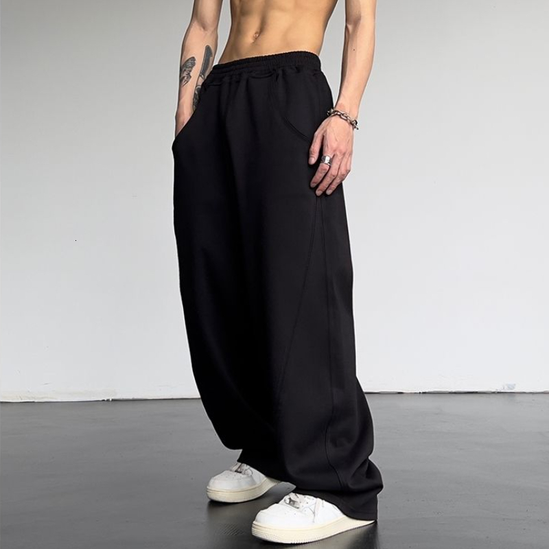 Men's Casual Baggy Pants Summer High Street Hip Hop Trousers - Acetate, Loose Fit, Gray, Black, Apricot, Fashion