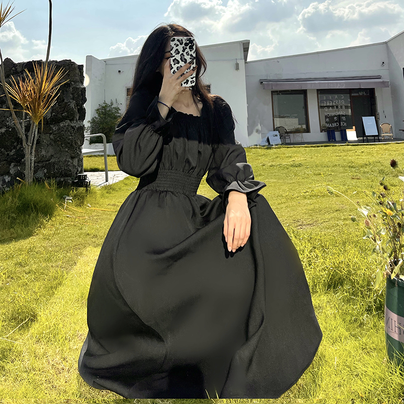 Casual Dresses y2k Dress Women Elegant Gothic Vintage Black Casual Princess Party Midi Dress Office Lady Korean Fashion Short Sleeve Summer 230316