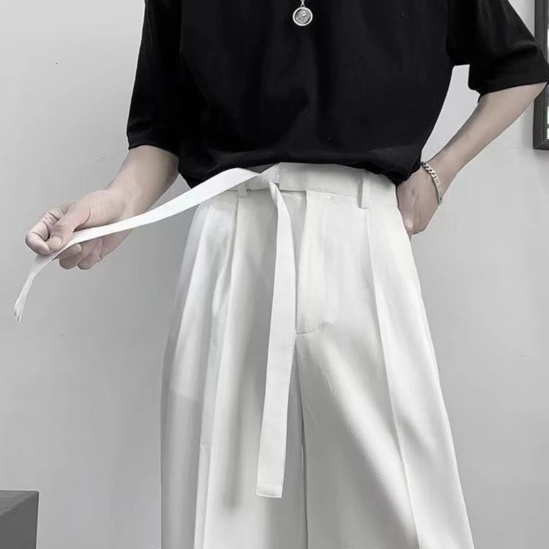 Men' Pants Harajuku Fashion Men' Pants Casual Wide leg Oversize Pants With Belt Korean Style Streetwear Trousers For Men Soild Color White 230316
Men' Pants Harajuku Fashion Men' Pants Casual Wide leg Oversize Pants With Belt Korean Style Streetwear Trousers For Men Soild Color White 230316
