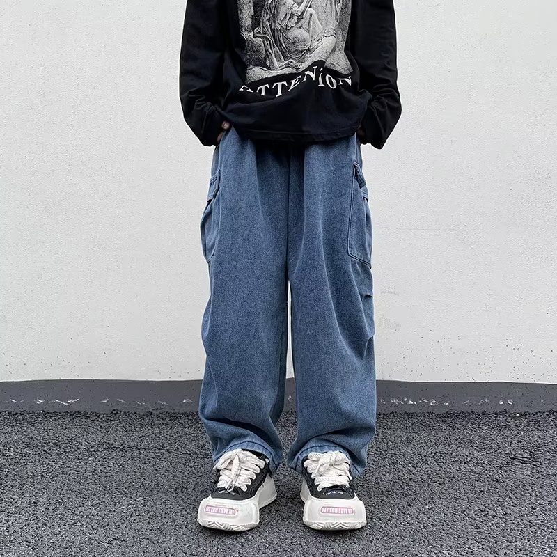 Men's Jeans Men's jeans Cargo Pants Streetwear Hip Hop Cargo Pants Cotton Denim Trousers Casual Elastic Men Baggy Harem Jean Trousers 230316