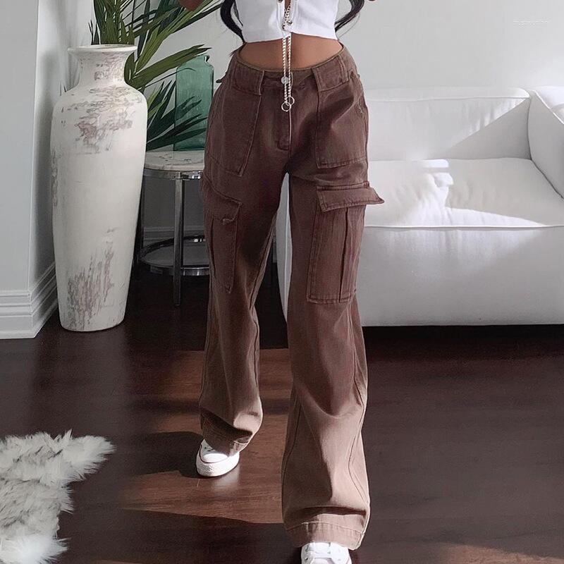 Women's Jeans Brown Vintage Baggy Women Fashion 90s Streetwear Pockets Wide Leg Cargo Pants High Waist Straight Y2k Denim Trousers
Women's Jeans Brown Vintage Baggy Women Fashion 90s Streetwear Pockets Wide Leg Cargo Pants High Waist Straight Y2k Denim Trousers