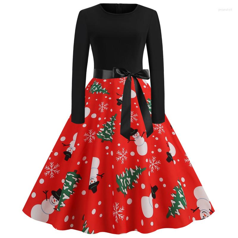 Casual Dresses Christmas Series Bow Tie A-line Dress Female Elegant Prom Base O Neck Printing Long Sleeve High Waist Fashion Party Outfit
Casual Dresses Christmas Series Bow Tie A-line Dress Female Elegant Prom Base O Neck Printing Long Sleeve High Waist Fashion Party Outfit