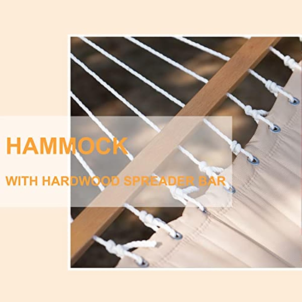 Double Quilted Fabric Hammock with Spreader Bars and Detachable Pillow 2 Person Hammock for Outdoor Patio Backyard Poolside 450 LBS Weight Capacity fo