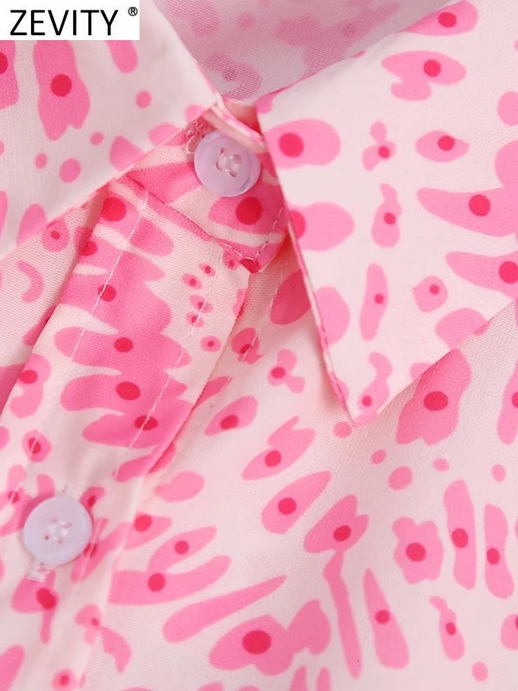 Casual Dresses Zevity Women Sweet Totem Floral Print Big Swing Mini Shirt Dress Female Chic Lantern Sleeve Casual Slim Lace Up Vestidos DS892 230316