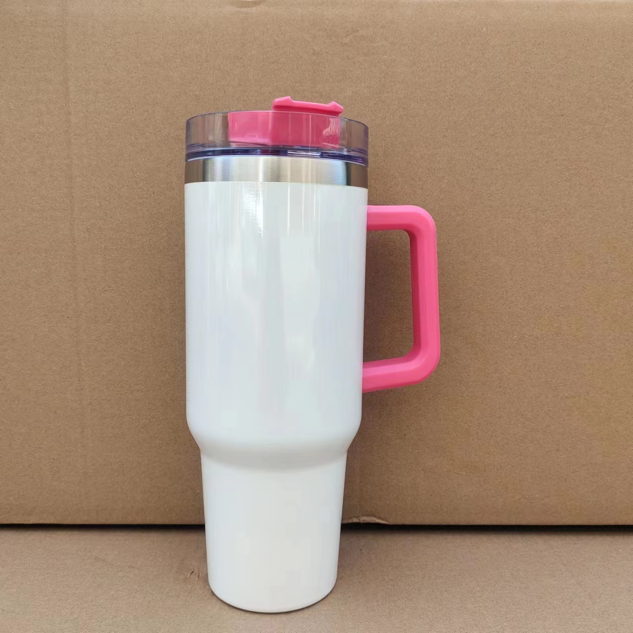 Sublimation 40oz tumbler with colored lids and Handle big capacity stainless steel travel cup Reusable Insulated Travel Tumbler Coffee Mug handle can 