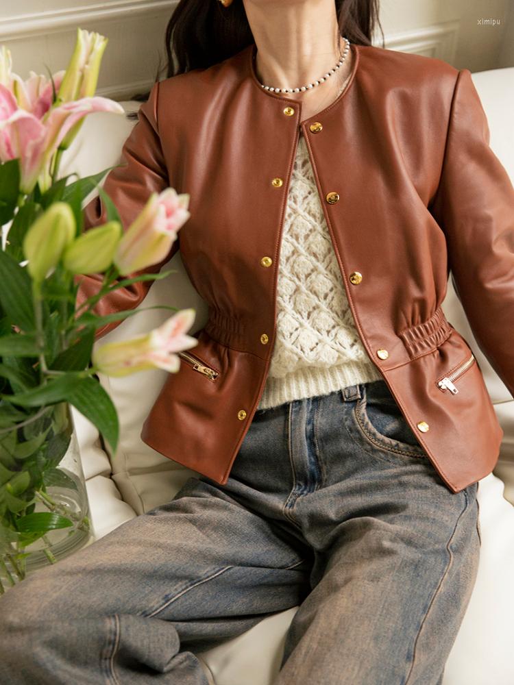 Women' Leather MENINA BONITA 2023 Spring Autumn Women Real Natural Sheepskin Coat Retro O-neck Single-breasted Jacket Loose Outerwear, Brown
Women' Leather MENINA BONITA 2023 Spring Autumn Women Real Natural Sheepskin Coat Retro O-neck Single-breasted Jacket Loose Outerwear, Brown