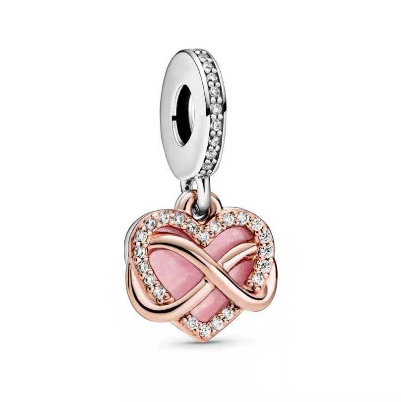 Sterling Sier Beads Charms Pendant Women with Original BOX for Fits 3mm Snake Chain Bracelet Children Birthday Gift DIY Making Jewelry B039