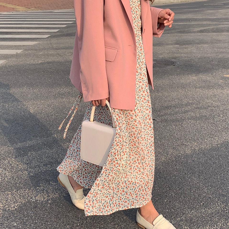 Casual Dresses Women Floral Printing Long Sleeve Dress Sweet Korean Style Elegant Office Lady Loose Comfortable Leisure All-match Classic Chic 230316