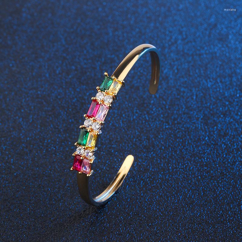 Bangle Luxury Colourful Geometry CZ Bangles Gold Color Copper Green Crystal Glass Stone Trendy Open Bracelet Women Sweet Jewelry
Bangle Luxury Colourful Geometry CZ Bangles Gold Color Copper Green Crystal Glass Stone Trendy Open Bracelet Women Sweet Jewelry