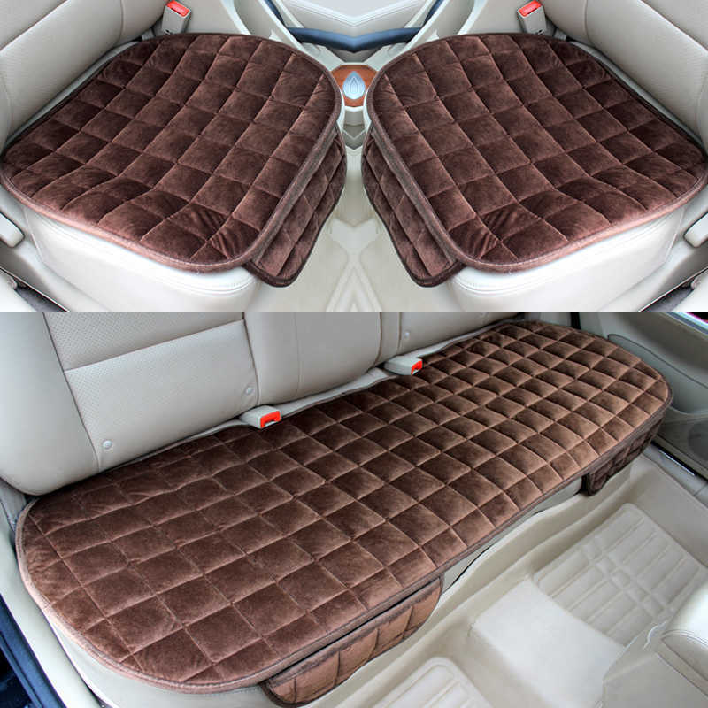New Soft Car Seat Cover Front Rear Mat Pad Anti-slip Flocking Cloth Cushion Winter Keep Warm Auto Seat Protector Universal SUV VAN