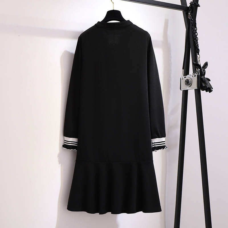 Casual Dresses 150Kg Plus Size Women's Spring Autumn Long Sleeve Temperament Dress Bust 149cm 5XL 6XL 7XL 8XL 9XL Loose Casual O-Neck Dress 23031