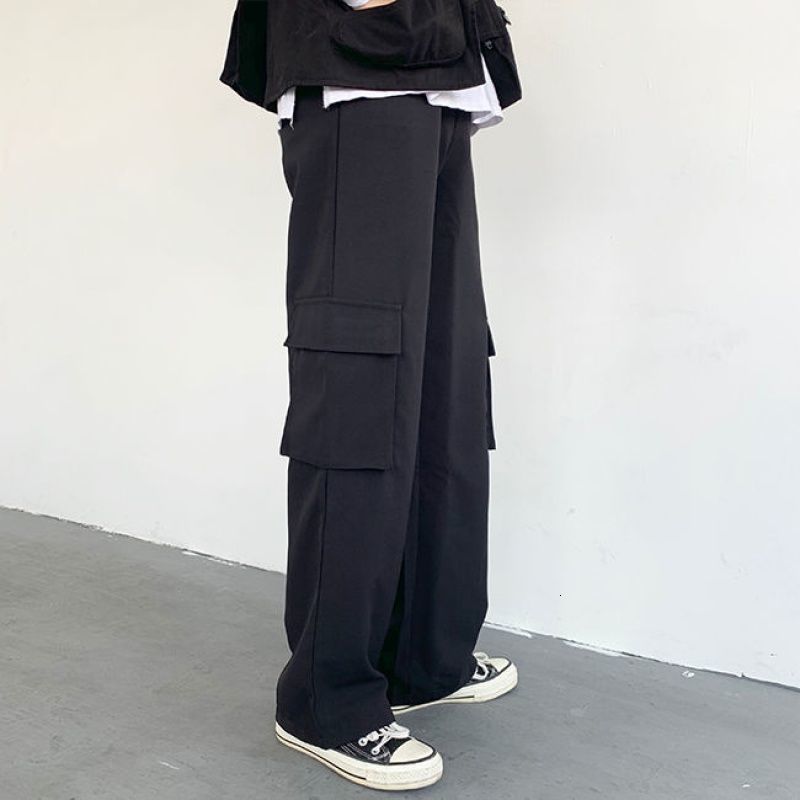 Men's Pants Wide Leg Cargo Pants Men Harajuku Oversize Pants Streetwear Fashion Techwear Clothes Casual Ankle-length Trousers Summer Thin 230316
