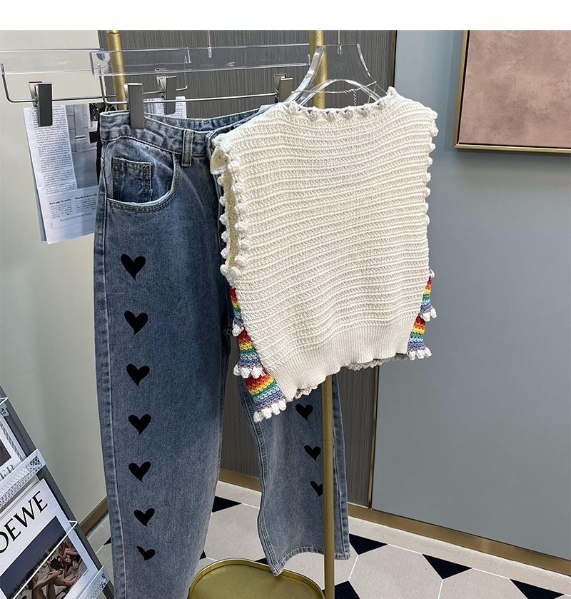 Womens sleeveless frill patched knitted crochet rainbow color crop top tanks camis SMLXL