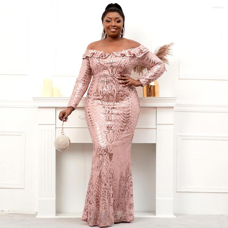 Plus Size Dresses Women Long Sleeve Sequin Evening Dress Elegant Boat Neck Party Maxi Prom Black Gold Pink Blue
Plus Size Dresses Women Long Sleeve Sequin Evening Dress Elegant Boat Neck Party Maxi Prom Black Gold Pink Blue