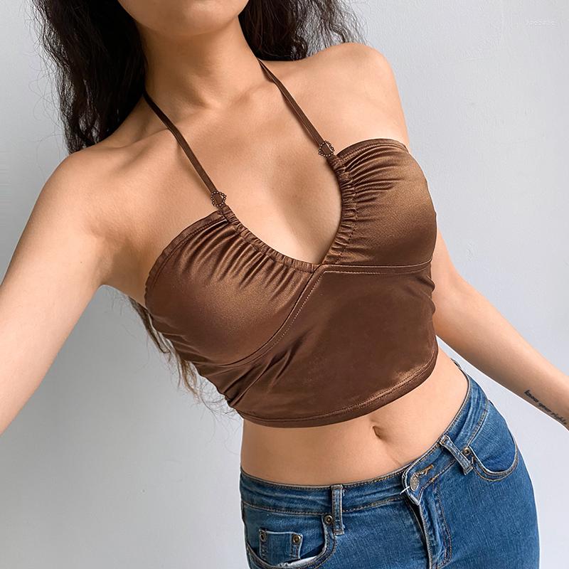 Women' Tanks Halter Crop Top Sexy Strappy Brown Y2K Ladies Fitness Camisole Party Clothes Punk Mall Bar Women Summer Backless Cami Tops
Women' Tanks Halter Crop Top Sexy Strappy Brown Y2K Ladies Fitness Camisole Party Clothes Punk Mall Bar Women Summer Backless Cami Tops