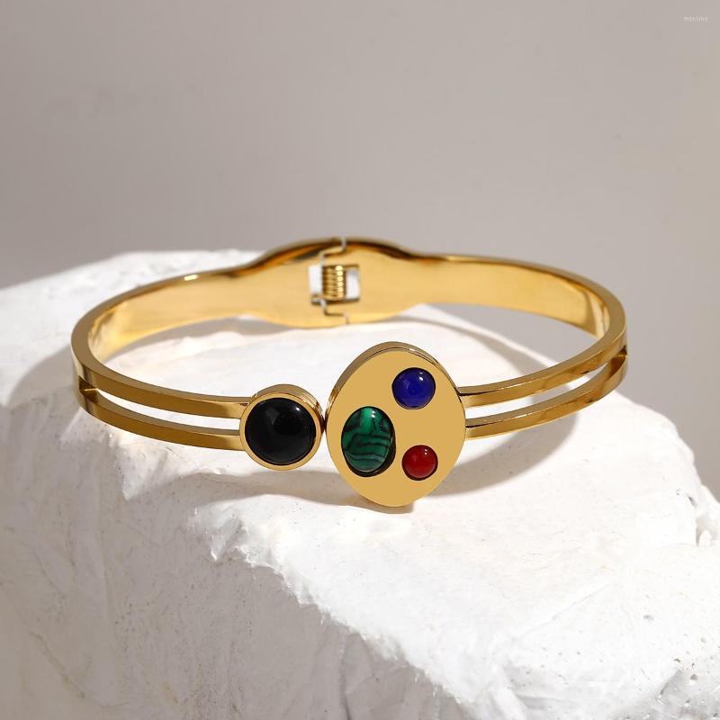 Bangle AENSOA Luxury Colorful Resin Beads Stainless Steel 18k Gold Color Bracelet Temperament Fashion Jewelry Women Gift
Bangle AENSOA Luxury Colorful Resin Beads Stainless Steel 18k Gold Color Bracelet Temperament Fashion Jewelry Women Gift