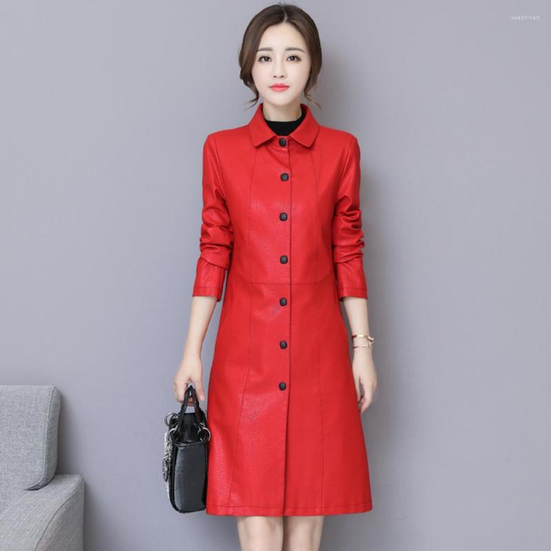 Women's Leather Women Coat Spring Autumn Casual Fashion Small Turn-down Collar Sheepskin Tops Long Split Outerwear, Red thick
Women's Leather Women Coat Spring Autumn Casual Fashion Small Turn-down Collar Sheepskin Tops Long Split Outerwear, Red thick