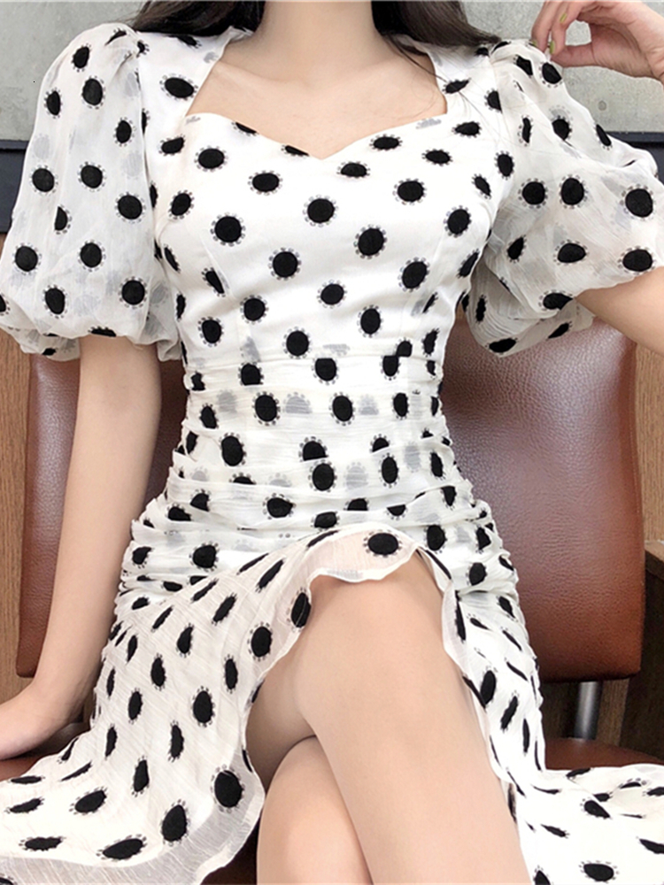 Casual Dresses Women's Summer Dot Print Midi Dress Short Sleeve Elegant Party Vestidos Female Fashion Casual Clothes 230316