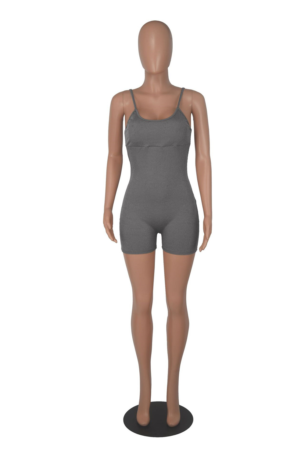 2023 Designer Sexy Ribbed Rompers Summer Women Sleeveless Spaghetti Straps Jumpsuits with chest pads Casual V Neck Bodycon Playsuits Overalls Wholesal
