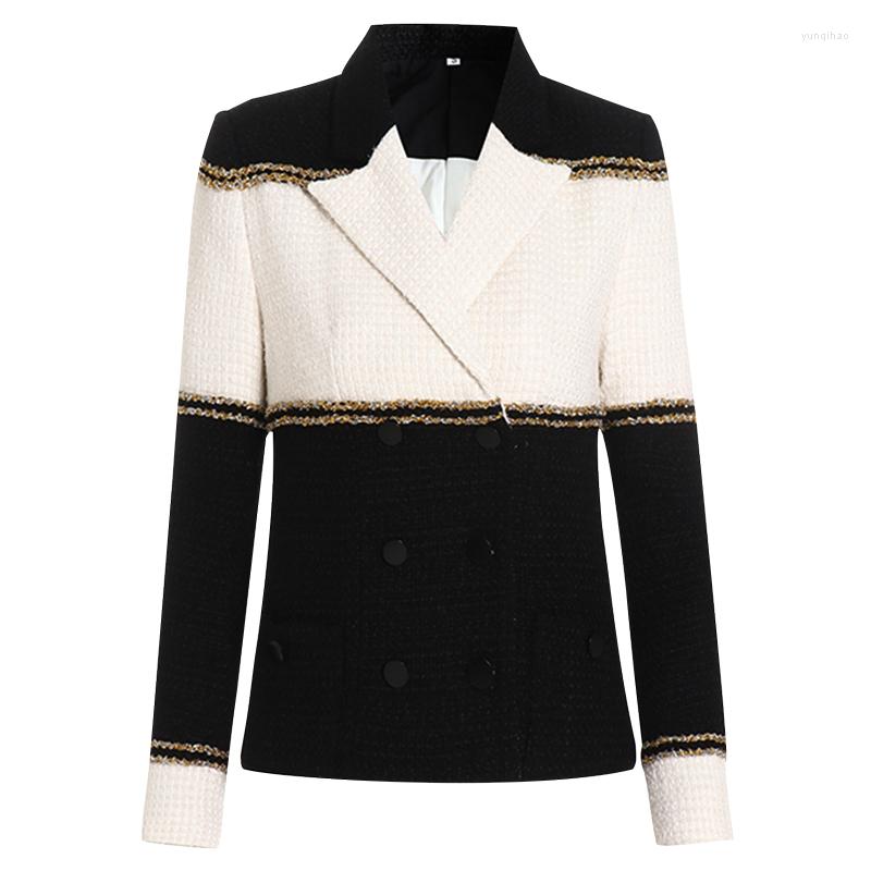 Women' Jackets -XL High Quality Woolen Fabric Black And White Stitching Gold Thread Lapel Long Sleeve Pocket Button Fashion Woman Jacket, Model color
Women' Jackets -XL High Quality Woolen Fabric Black And White Stitching Gold Thread Lapel Long Sleeve Pocket Button Fashion Woman Jacket, Model color