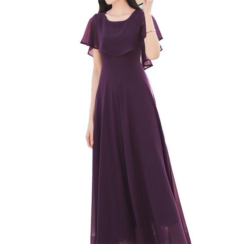 Casual Dresses Summer Elegant Fashion Ruffles Slim Long Dress Women Temperament Vestidos Slim Casual Solid Color A-line Dresses Robe Femme 230316