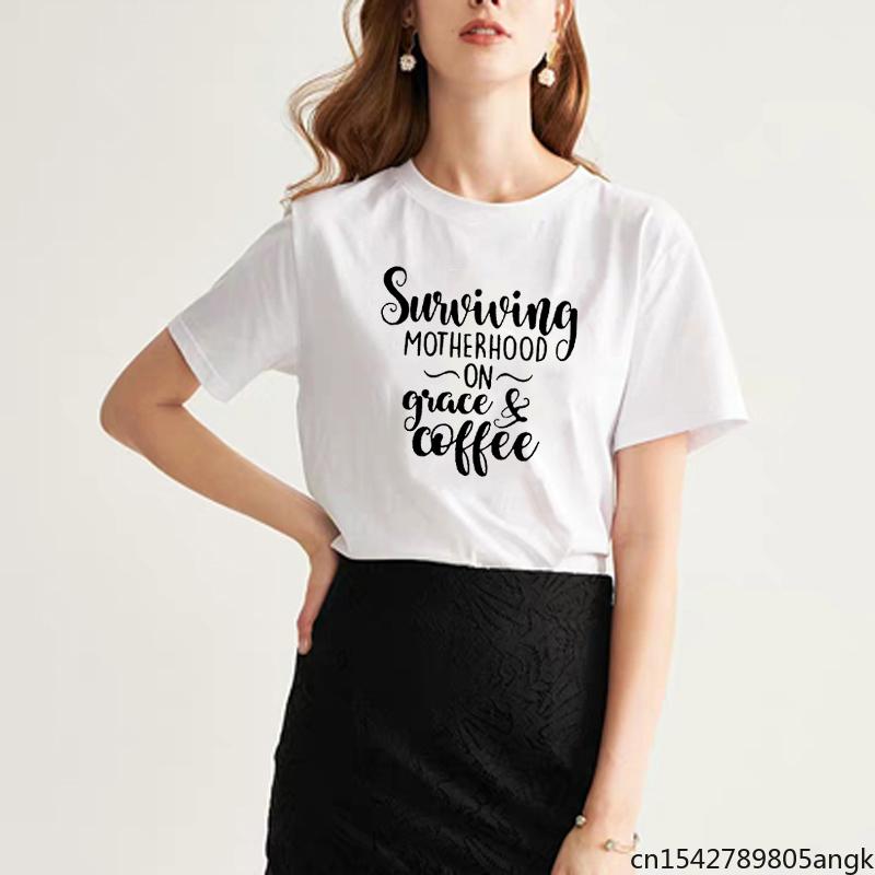 Women's T Shirts Surviving Motherhood Print Femme O-neck Short Sleeve Women Black White Summer Loose Tops
Women's T Shirts Surviving Motherhood Print Femme O-neck Short Sleeve Women Black White Summer Loose Tops