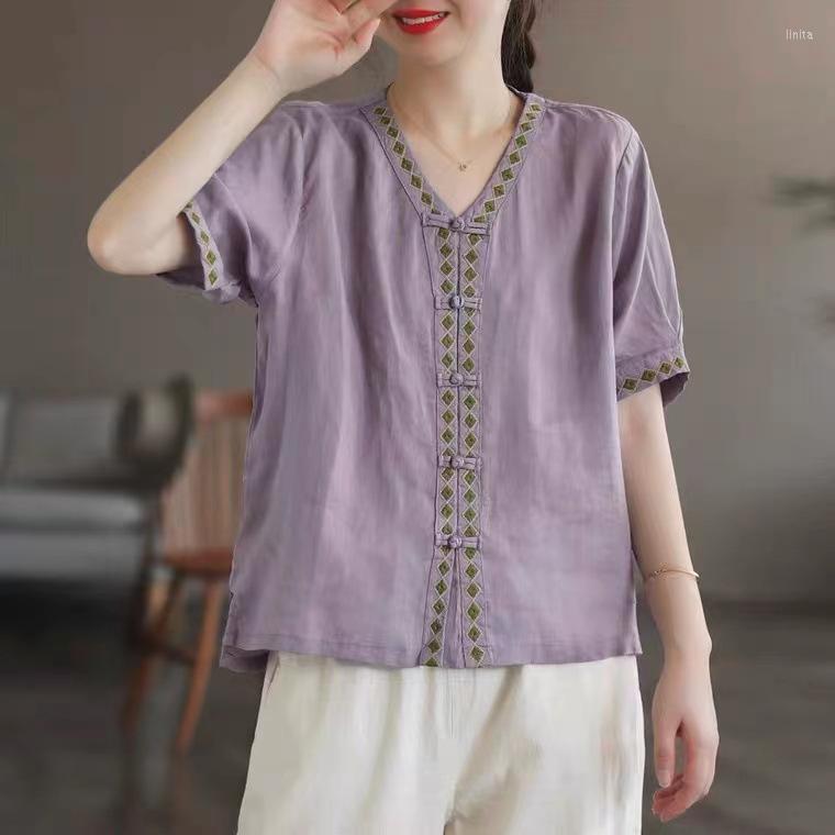 Women's Blouses Summer Breathable Rimie Top Femme Short Sleeve V Neck Embroidery Shirt Plate Button Casual Clothes 2023, Blue
Women's Blouses Summer Breathable Rimie Top Femme Short Sleeve V Neck Embroidery Shirt Plate Button Casual Clothes 2023, Blue