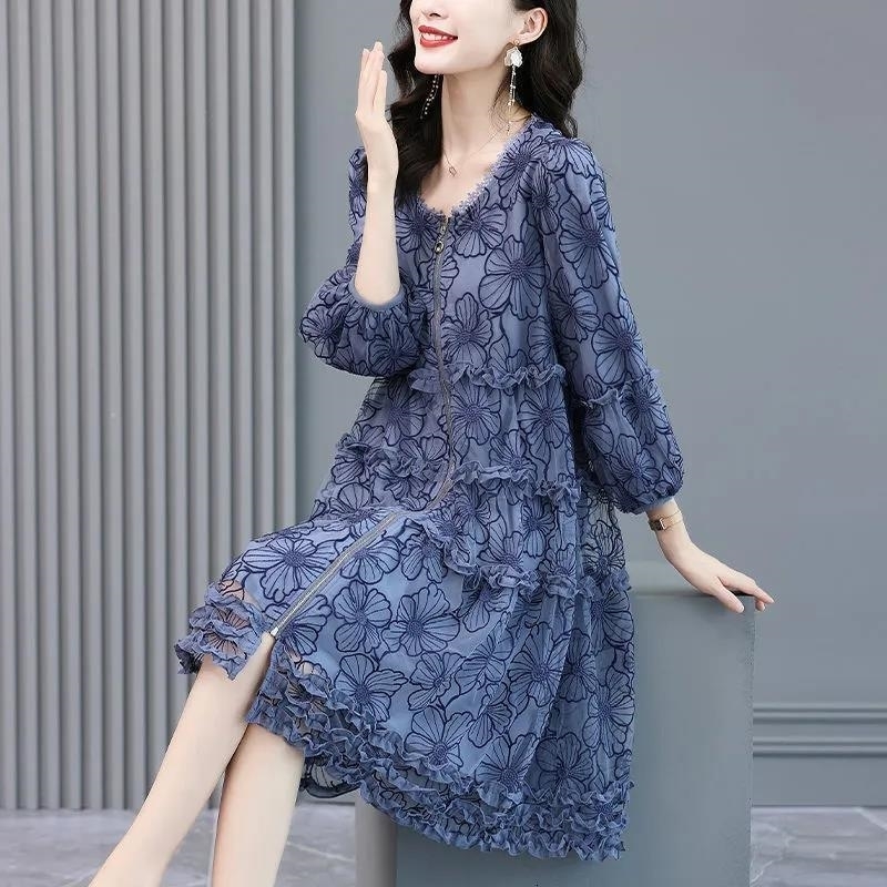 Casual Dresses Spring dress female floral dress o neck loose and thin wife reduction French long sleeve casual dress female 230316, Blue
Casual Dresses Spring dress female floral dress o neck loose and thin wife reduction French long sleeve casual dress female 230316, Blue