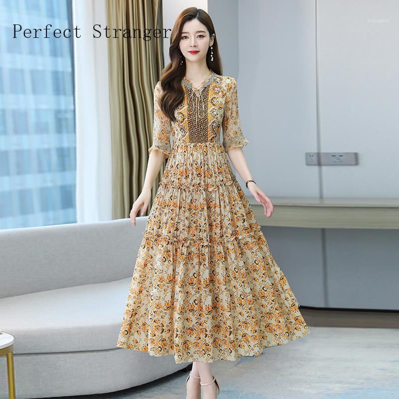 Casual Dresses 2023 Summer Arrival Short Sleeve Flower Printed Women Chiffon Long Dress M-3XL, Yellow
Casual Dresses 2023 Summer Arrival Short Sleeve Flower Printed Women Chiffon Long Dress M-3XL, Yellow