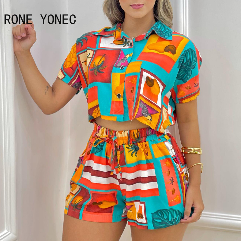 Women's Two Piece Pants Women Casual Turn Down Collar Elastic Waist Drawstring Crop Top Summer Beach Vacation Short Sets 230316, Multi
Women's Two Piece Pants Women Casual Turn Down Collar Elastic Waist Drawstring Crop Top Summer Beach Vacation Short Sets 230316, Multi