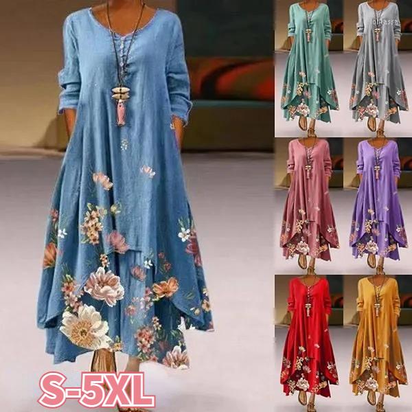 Casual Dresses Vintage Floral Print Long Dress Women Sleeve Pockets Irregular Hem Maxi O Neck Buttons Party Vestidos, Pink
Casual Dresses Vintage Floral Print Long Dress Women Sleeve Pockets Irregular Hem Maxi O Neck Buttons Party Vestidos, Pink