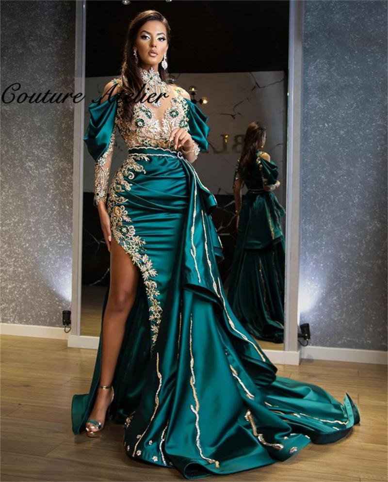 Party Dresses Long Sleeve Evening Middle East Birthday Dress For Black Girls Formal Gown Wedding Slit Prom Gowns Vestidos De Fie, Green
Party Dresses Long Sleeve Evening Middle East Birthday Dress For Black Girls Formal Gown Wedding Slit Prom Gowns Vestidos De Fie, Green