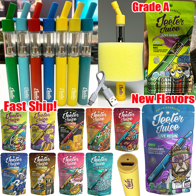 Grade A Jeeter Juice Disposable Straw E Cigarettes Vape Pen 0.5ml 1ml 10 Colors Empty Oil Rechargeable Pods Carts Dab Cartridges Kits 180mAh USB Charger Bags Packaging
Grade A Jeeter Juice Disposable Straw E Cigarettes Vape Pen 0.5ml 1ml 10 Colors Empty Oil Rechargeable Pods Carts Dab Cartridges Kits 180mAh USB Charger Bags Packaging