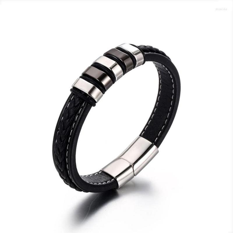 Charm Bracelets NANDESI Jewelry Leather Magnetic Buckle Stainless Steel Layer Bracelet With Gifts For Men And Women
Charm Bracelets NANDESI Jewelry Leather Magnetic Buckle Stainless Steel Layer Bracelet With Gifts For Men And Women