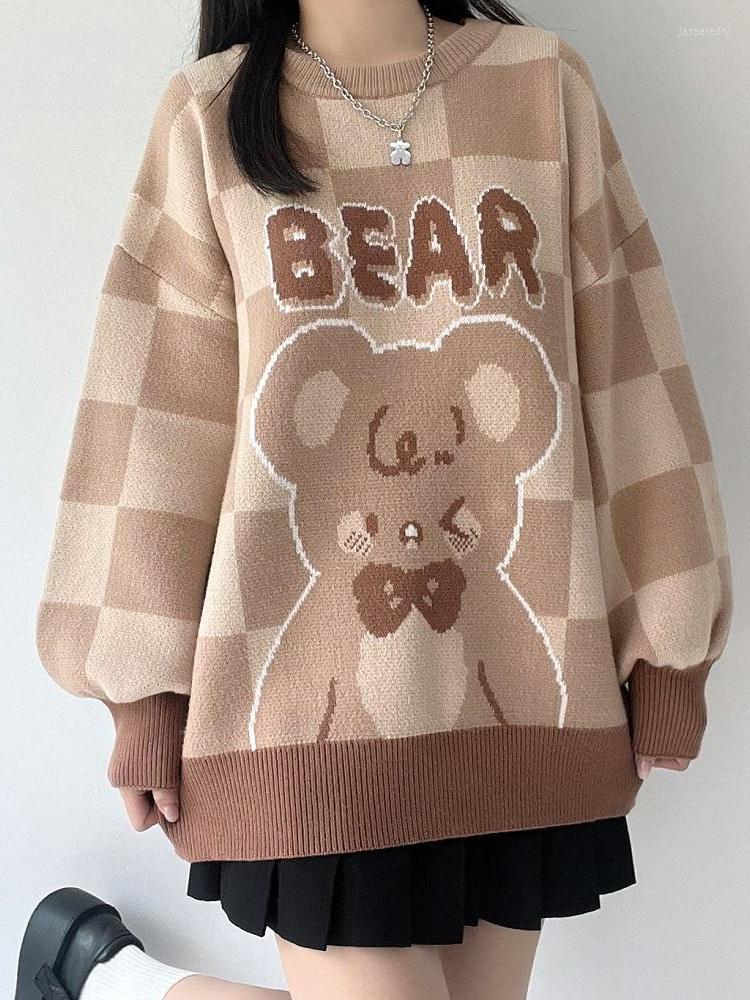 Women' Sweaters Deeptown Kawaii Bear Jacquard Sweater Women Japanese Harajuku Knitted Jumper Retro Cartoon Loose Long Sleeve Tops For Soft, Brwon
Women' Sweaters Deeptown Kawaii Bear Jacquard Sweater Women Japanese Harajuku Knitted Jumper Retro Cartoon Loose Long Sleeve Tops For Soft, Brwon