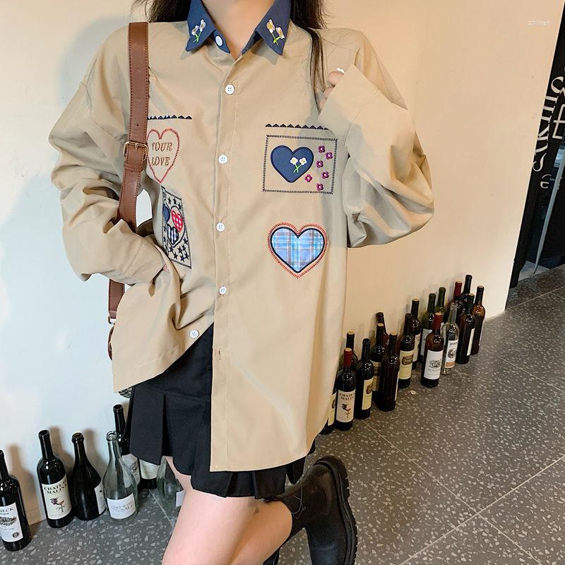 Women's Blouses 2023 Spring Retro Heart Embroidery Shirt Women'S Korean Version Casual Couple Thin Coat Womens Tops, Khaki
Women's Blouses 2023 Spring Retro Heart Embroidery Shirt Women'S Korean Version Casual Couple Thin Coat Womens Tops, Khaki