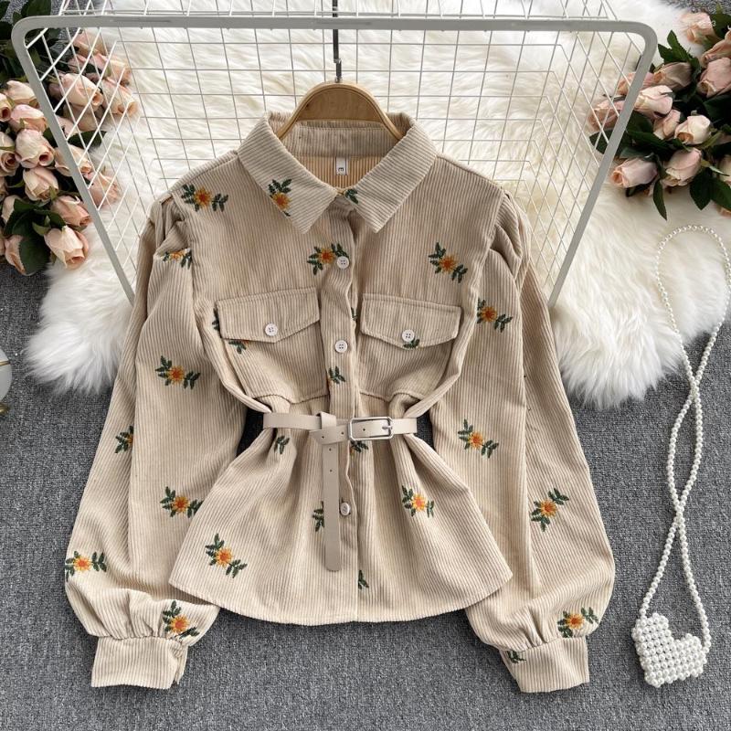 Women's Polos SINGREINY Chic Retro Corduroy Blouse Female Korean Fashion Loose Long Sleeve Tops Autumn Casual Streetwear Embroidery Blouses, Brown
Women's Polos SINGREINY Chic Retro Corduroy Blouse Female Korean Fashion Loose Long Sleeve Tops Autumn Casual Streetwear Embroidery Blouses, Brown