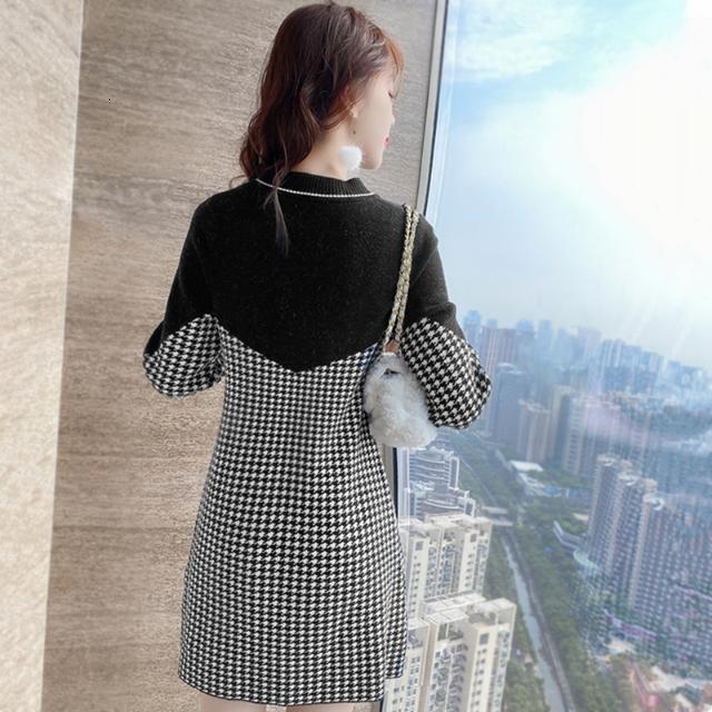 Casual Dresses Woman Dress Winter Knitting Dress Autumn Winter Sweater Stitching Autumn Women's Long Sleeve Autumn Vestido De Mujer 230316