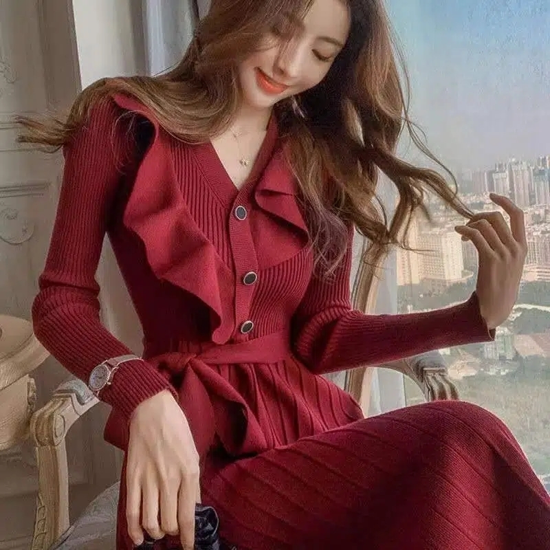 Casual Dresses BIYABY Fashion Red Casual Vestidos Women Dress Autumn Winter Bodycon Knitted Sweater Dress Elegant Office Ladies Dress 230316
Casual Dresses BIYABY Fashion Red Casual Vestidos Women Dress Autumn Winter Bodycon Knitted Sweater Dress Elegant Office Ladies Dress 230316