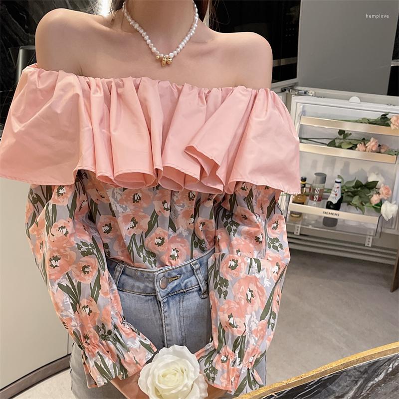 Women's Blouses Sweet Pink Ruffle Patchwork Chiffon Blouse For Women Sexy Slash Neck Casual Flowers Loose Shirt Female Fashion 2023 Autumn, Yellow
Women's Blouses Sweet Pink Ruffle Patchwork Chiffon Blouse For Women Sexy Slash Neck Casual Flowers Loose Shirt Female Fashion 2023 Autumn, Yellow