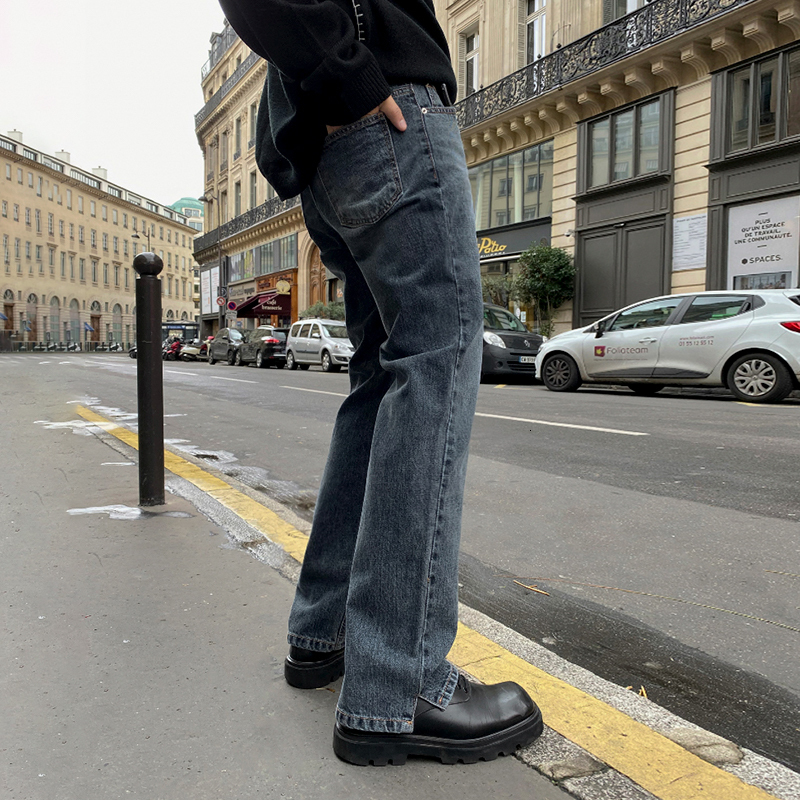 Men's Jeans IEFB Autumn vintage jeans men's Korean fashion straight tube loose casual pants split bottoms trendy denim trousers 9Y4515 23031