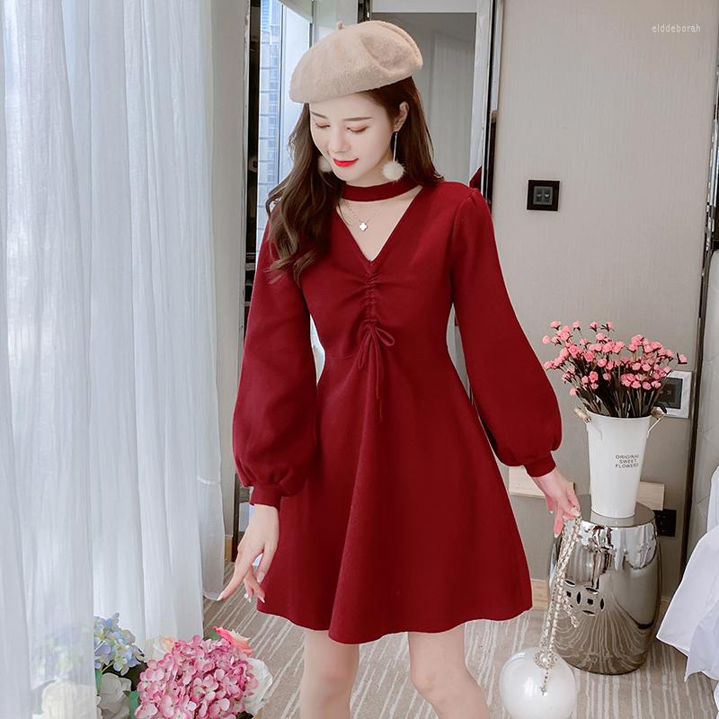 Casual Dresses French Vintage Red Knitting Female Render Winter Draw String Waist Sweater Dress, Burgundy
Casual Dresses French Vintage Red Knitting Female Render Winter Draw String Waist Sweater Dress, Burgundy