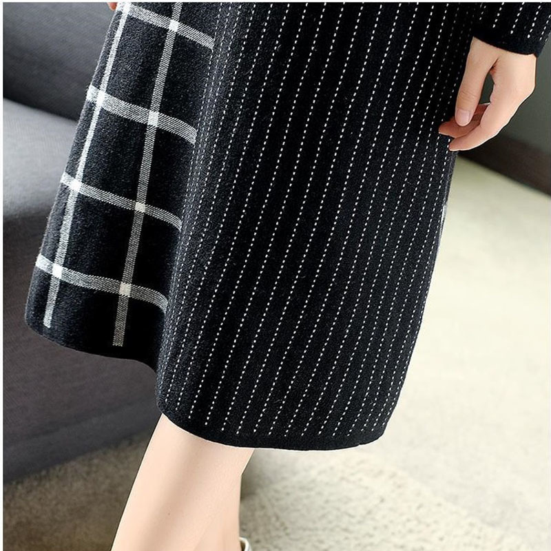 Casual Dresses Knitted Sweater Dress Female Autumn Winter Dress Long Sleeve Half Turtleneck Sweater Women Dress Office Lady Casual Mid Dress 230316