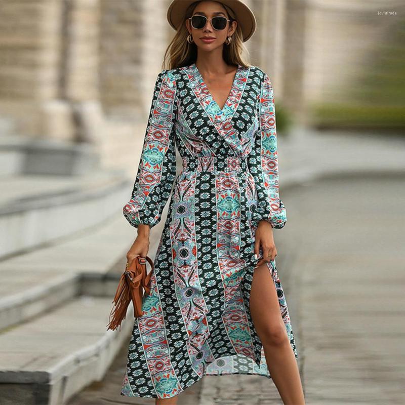 Casual Dresses Bohemian A-Line Slit Midi Dress Autumn V Neck Puff Sleeve Women Streetwear Elegant High Waist Lady For Daily Wear, Green
Casual Dresses Bohemian A-Line Slit Midi Dress Autumn V Neck Puff Sleeve Women Streetwear Elegant High Waist Lady For Daily Wear, Green