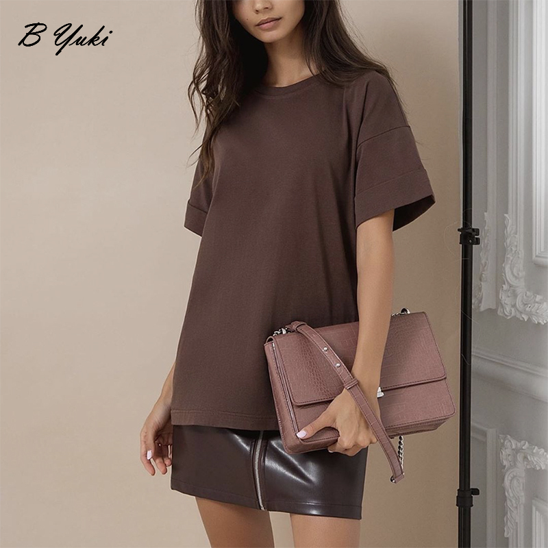 Women's TShirt Blessyuki 100 Cotton Soft Basic T Shirt Women Summer Oversized Casual Solid Tee Female Loose Short Sleeve Simple Tops 230314