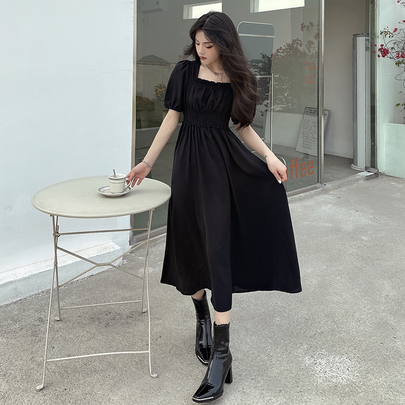 Casual Dresses y2k Dress Women Elegant Gothic Vintage Black Casual Princess Party Midi Dress Office Lady Korean Fashion Short Sleeve Summer 230316